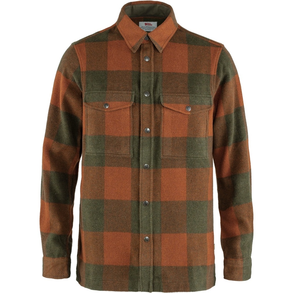 Fjallraven Men's Orange and Green Plaid Shirt